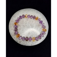 Amethyst Citrine Cutting Quartz Crystal Stone Bracelet 9x6.5mm F1055