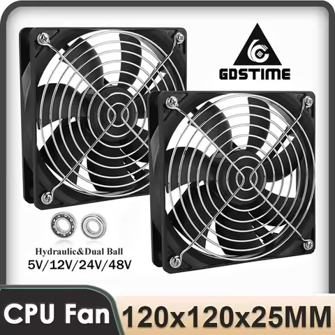 Gdstime120x120x25mm Cooler Axial Fan With Grill 5V 12V 24V 48V Excellent Ventilation 12cm fan For PS