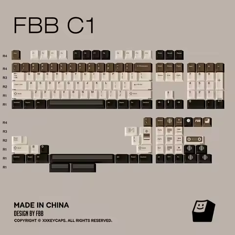 FBB Keycaps C1 Retro Tape Brown PBT Keycap DIY Set 1.7mm Thickness For 61/68/84/87/96/100/104/108 ke
