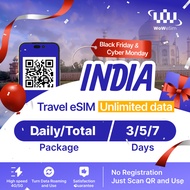 [ESIM] India Travel eSIM - High-Speed 4G/5G Unlimited Data (1, 3, 5 Days)
