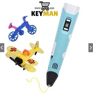 KEYMAN FREE 10M Filament - 3D PLA Printing Doodle Arts Craft Drawing USB Pen Set LCD V2 Education RB