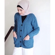 CABLE CARDY kardigan rajut kepang jumbo wanita panjang cardigan