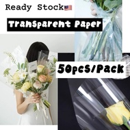 S ️50pcs Transparent Paper Wrapping Paper OPP Plastic Pokadots Waterproof Flower Bouquet Hamper 花束包装