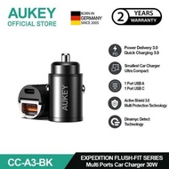 Aukey Car Charger 30W USB C & USB a PD 3.0 QC 3.0 | CC-A3 Car Fast Charging