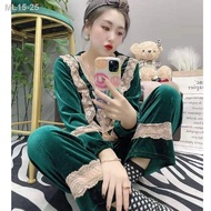 ✧Musim luruh dan musim sejuk baju tidur baharu wanita sut baldu emas fesyen longgar renda seksi saiz besar versi Korea p