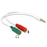4-Pole TRRS to 3.5mm Stereo & Mic Splitter Cable (Male to 2x Female) - EAV-2047G/20CM