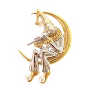 近全新 MIKIMOTO Pierrot 銀色 925 鍍金珍珠銀金胸針 0977 [二手] MIKIMOTO