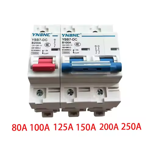 1P/2P DC Circuit Breaker 12-125V Circuit Protector 250A 200A 150A 125A 100A 80A 63A MCB for Solar RV