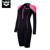 ❀﹉♘ Arena Swimsuit Women Slim Cover Belly Sunscreen Long Sleeve Boxer Siamese Comfortable Casual Lad