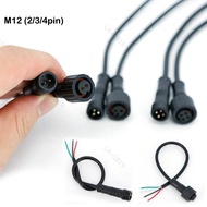 LA19 20cm M12 2 3 4 Pin core Waterproof IP65 Cable Wire Plug 24AWG 2A for outdoor power supply LED S