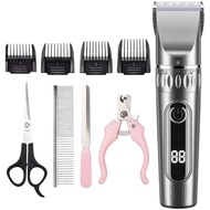 Pet Grooming Clippers Kit, Wireless Electric Hair Trimmer for Dogs and Cats, Includes Scissors, Nail