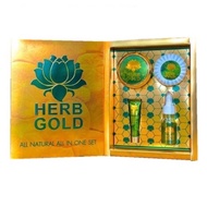 HERB GOLD เฮิร์บ โกลด์ ชุดอภิมหาโชคในกล่อง มี 4 ชิ้น ครีม สบู่สมุนไพร เซรั่ม และกันแดด