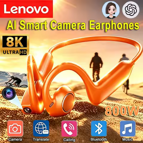 Lenovo 4K Smart Headphones 8MP Camera Translation Chat WIFI Video Recording Bluetooth 5.4 Sports Ear