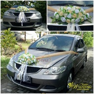 Bunga Hiasan Mobil Oval Big Free 6 Bunga Kecil dan Perekat Magnet - Bunga Satin Taiwan - Bunga Mobi