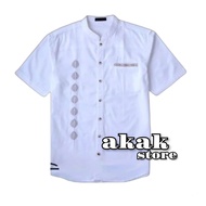 Promo Baju Koko Pria Putih Bordir Mewah Lengan Pendek Lag