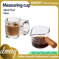 Emory Espresso Shot Glasses Measuring Cup 60ml/75ml Wooden Handle Ounce Measuring Cup Coffee Espress
