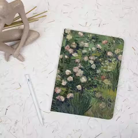 Van Gogh Roses Draw iPad Case for Apple iPad 9.7" 10.2" 10.5" 11 inch iPad Air 6 5 4 iPad Mini 7/6/5