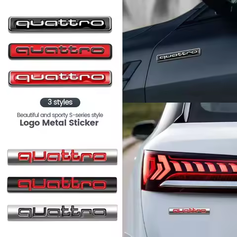 3D Metal Car Rear Trunk Emblem Fender Side Sticker for Audi Quattro A5 B7 Q7 A3 A4 B8 A6 TT R8 A8 A7