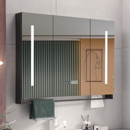 LP-6 QM🍓Youcoffee Mirror Cabinet Wall-Mounted Mirror Cabinet Single Smart Bathroom Mirror Cabinet Solid Wood Antifog Gla
