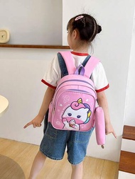 Mochila Con Unicornio De Caricaturas Para Niñas Con Estuche De Lápices Estampado, Mochila Escolar Para Niños