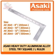 ASAKI HEAVY DUTY STEEL TRY SQUARE RULER / L RULER / 90 DEGREE RULER SIZE : 8”/10”/12”/20”