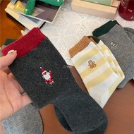 long socks women socks women long socks IOULOR Wool Mid-Tube Christmas Themed Socks for Women