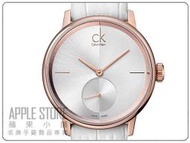 【蘋果小舖】 CK Calvin Klein Accent 大錶徑小秒針時尚皮帶女錶-玫瑰金框 # K2Y236K6