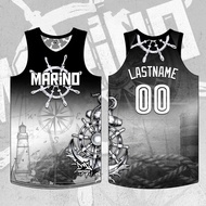 Black & White Marine Basketball Jersey Full Sublimation 3D Print Vest Summer Basketball Jersey Fanwe