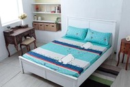 【北極熊-藍】雙人床包枕頭套3件組．100%純棉台灣製造