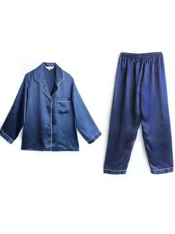 2023 Spring/Summer New Silk Pajamas Women's Summer Long Sleeve Two Piece Set 100% Mulberry Silk Coup