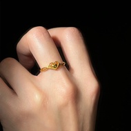 2025 New Style of Heart-to-heart Love Ring for Women Light Luxury Design Niche Folding Solid Index R