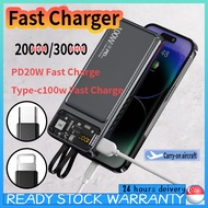 SG[In Stock]Super Fast Charging Powerbank20000/30000mAh Cables Portable Charger Lightweight Power Bank PD20W