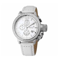 MAX Classic Chronograph CZ Bezel Silver Steel/White Dial Women's Watch 36mm 5-MAX502
