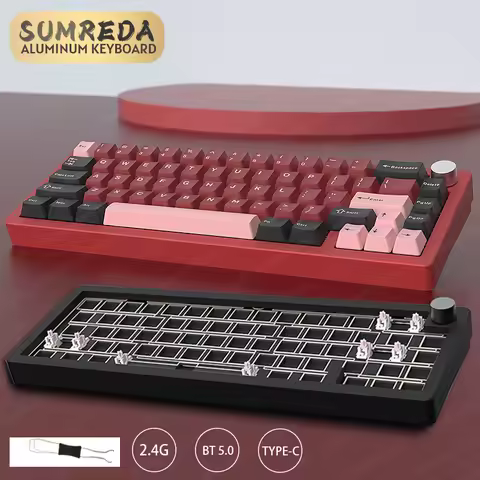 SUMREDA Sugar65 AL65 Mini Wireless Aluminum Custom Mechanical Keyboard Kit RGB Hotswap 2.4G Bluetoot