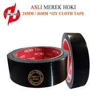 HITAM Hoki CLOTH TAPE 24MM*8Y 36MM*8Y Insulation Black Color SUPER Adhesive Duct TAPE/Thick Material LINEN Volume