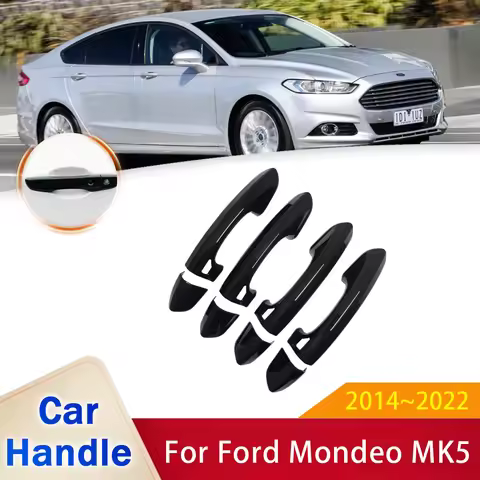 for Ford Mondeo Fusion 5 MK5 CD391 2014~2022 Gloss Black Smart Door Handle Cover Stickers Trim Car P