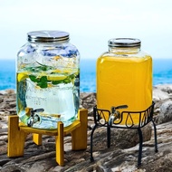 Glass Bottle with Tap Cold Water Bucket Beverage Bucket Coke Barrel Container Cooling Bucket Refrige