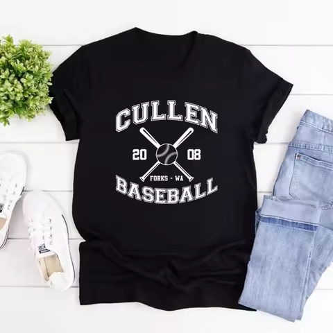 Cullen Baseball T-Shirt Twilight Shirt Edward Cullen Tshirt Unsiex Short Sleeve T-Shirts Streetwear 
