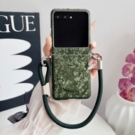 Luxury Shell Pattern Texture Leather Phone Case For Motorola Razr 60 50 Protective Cover With Lanyar