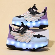 Colorful LED Skate Shoes Trendy Heelys Design 7 Colors Lighting Roller Shoes for Kids Boys Girls Fas