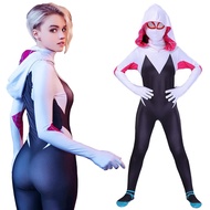 Marvel Superhero Spiderman Cosplay Costume Anime Into The Spider Verse Spider Gwen Stacy Jumpsuit Bodysuit For Kids Adult