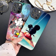 Mickey Mouse And Minnie Mouse Tempered Glass Phone Case For IPhone 15 14 13 12 11 Pro XS Max Plus Mi