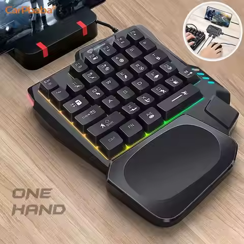 USB Single Hand Keyboard Luminous Mini One Handedly Keyboard Wired Ultra-slim Gaming Mechanical Keyb