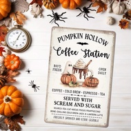 CIFbuy 2D Vintage Halloween Tin Painting Sign 13x17 Inch Metal Wall Art for Coffee Station Decor UV 