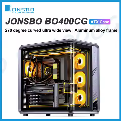 JONSBO BO400CG Computer Case Aluminum Curved glass Sea view room ATX Chassis 5090 Esports Desktop co