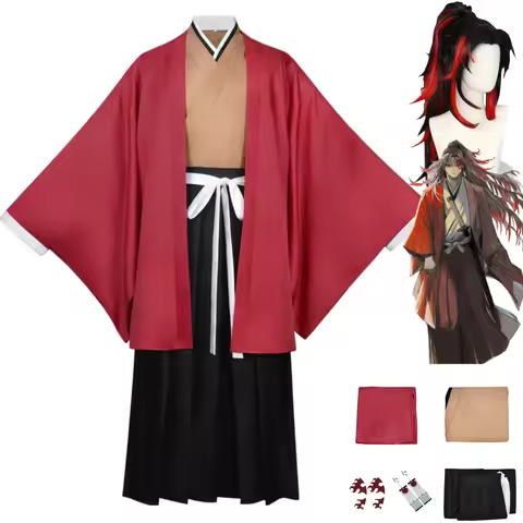 Anime Tsugikuni Yoriichi Cosplay Costume Japanese Kimono Bathrobe Haori Cloak Coat Wig Man Christmas