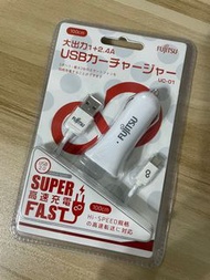 富士通FUJITSU雙USB車用充電器(白色)