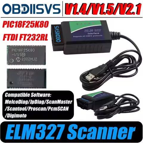 ELM327 Interface Scanner for FIATEcuScan/MultiEcuScan/ScanMaster/ScanTool PIC18F25K80 FT232RL Code R