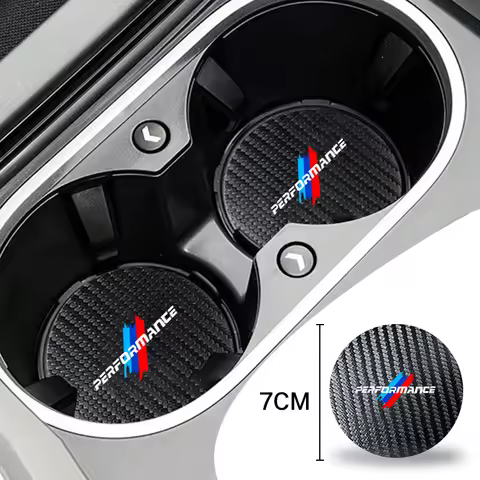 2PC Car Anti Slip Mat Coaster Car Water Cup Slot Interior Decorate Accessories For BMW M Performance