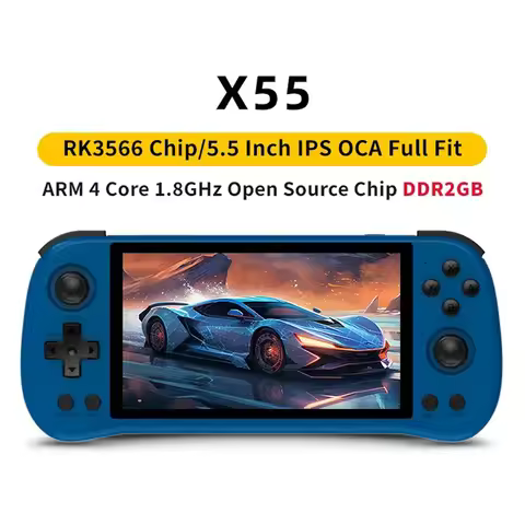 POWKIDDY X55 5.5 INCH 1280*720 IPS Screen RK3566 Handheld Game Console Open-Source Retro Console Chi